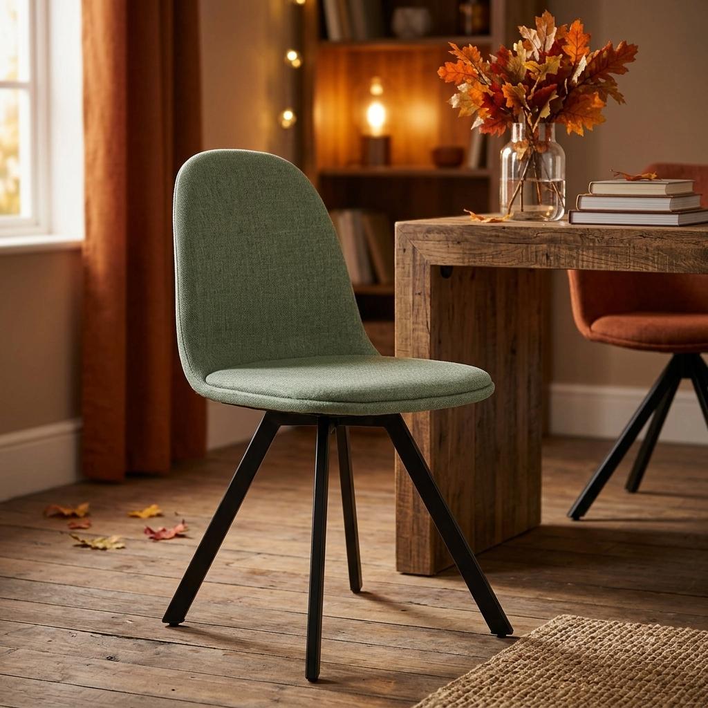 Modern Green Slubbed Dining Chair Set – SUNFLOWER SLUBBED GREEN 6PCS