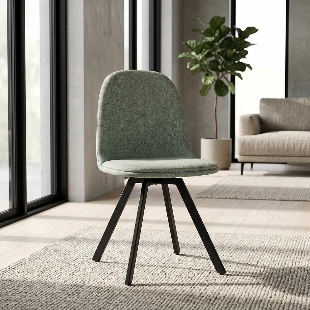 Modern Green Slubbed Dining Chair Set – SUNFLOWER SLUBBED GREEN 6PCS