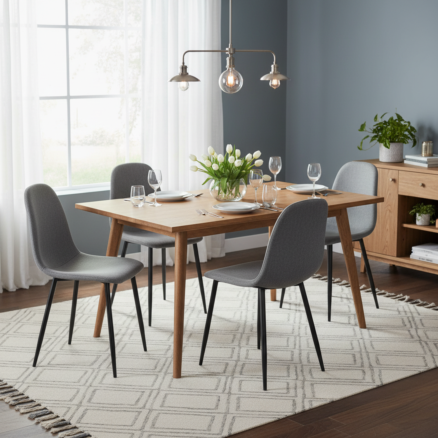 Modern Slubbed Fabric Dining Chair Set – SUNFLOWER SLUBBED LG 6PCS
