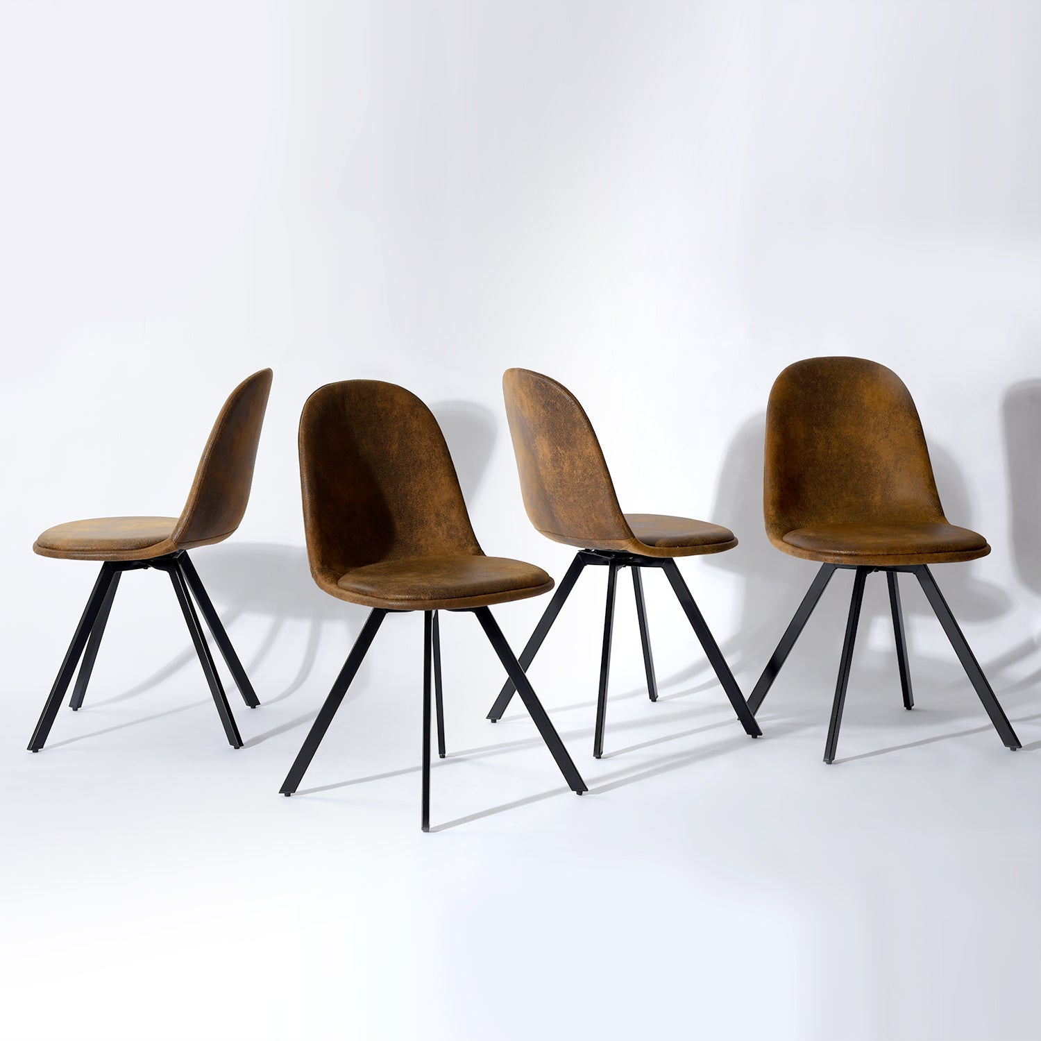 Modern Suede Dining Chair Set, Brown Upholstery - SUNFLOWER SUEDE BROWN 4PCS FRASERS