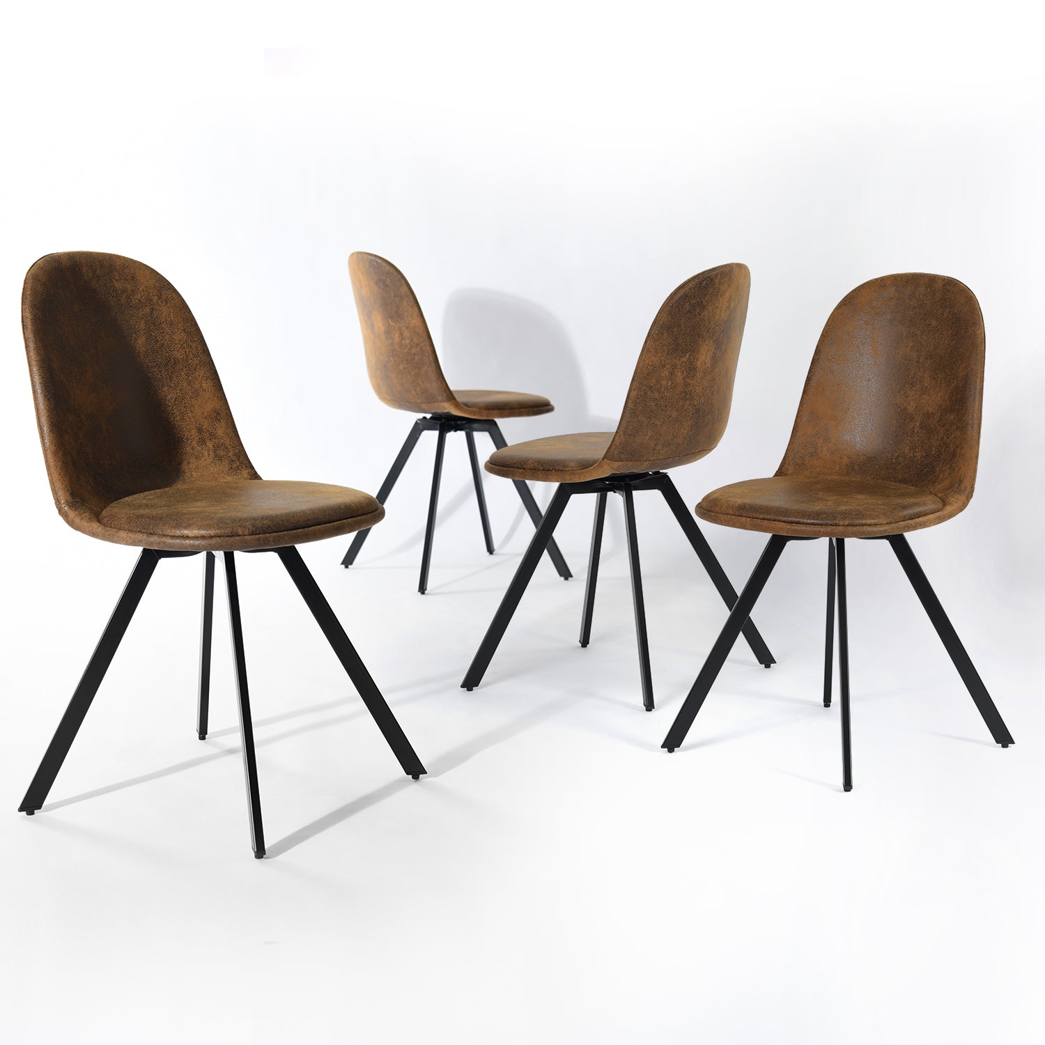 Modern Suede Dining Chair Set, Brown Upholstery - SUNFLOWER SUEDE BROWN 4PCS FRASERS