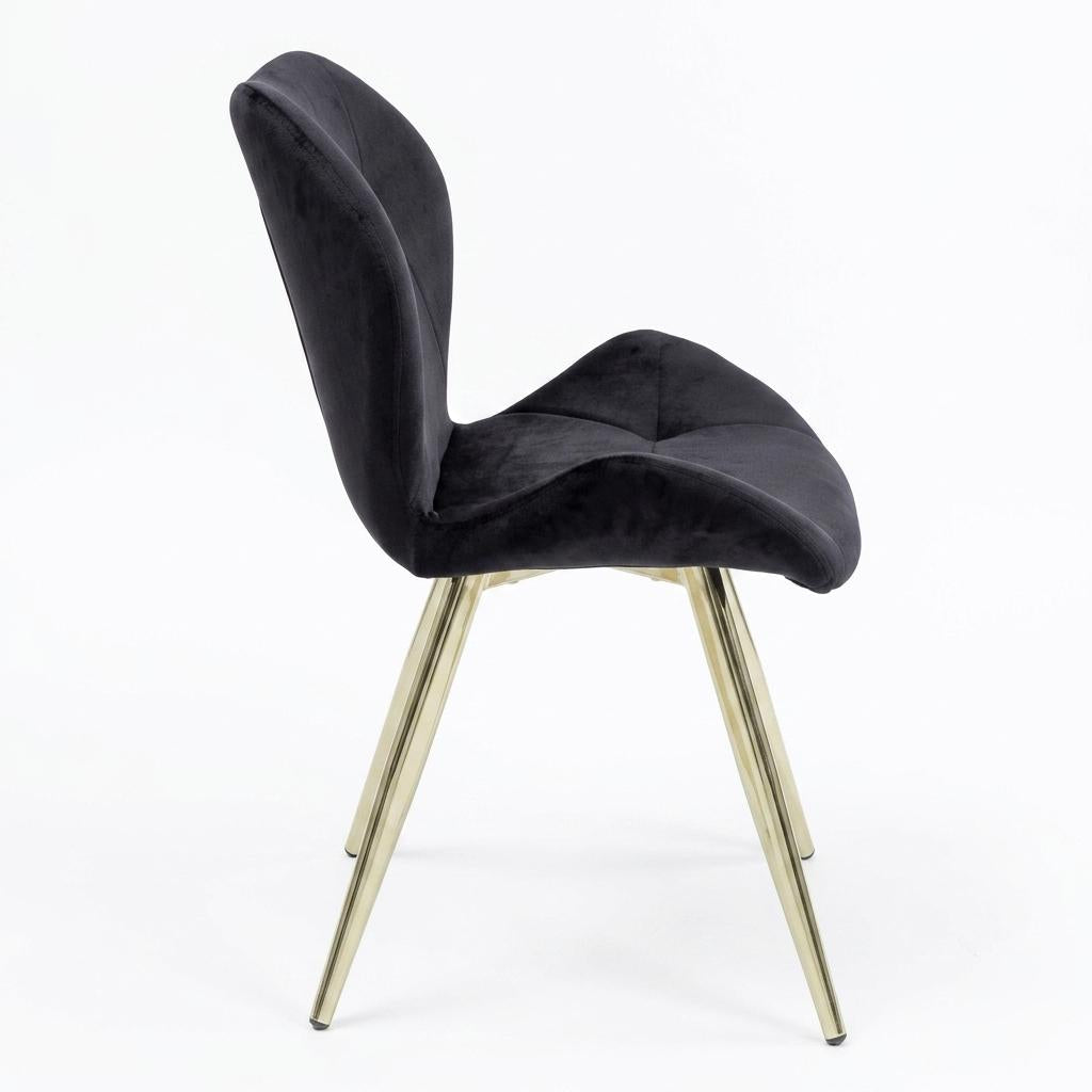 Modern Velvet Dining Chair, Golden Steel Legs - SUNIL BLACK 2PCS