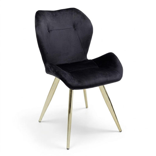 Modern Velvet Dining Chair, Golden Steel Legs - SUNIL BLACK 2PCS