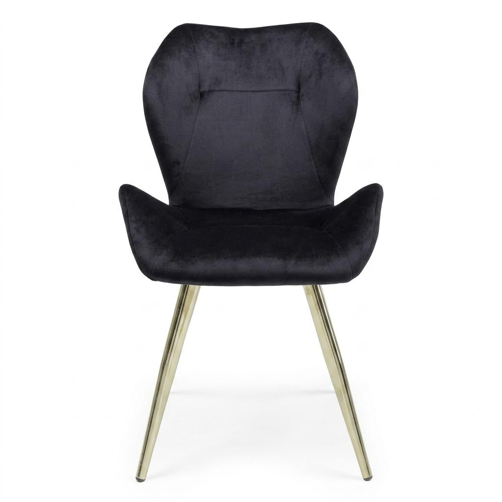 Modern Velvet Dining Chair, Golden Steel Legs - SUNIL BLACK 2PCS