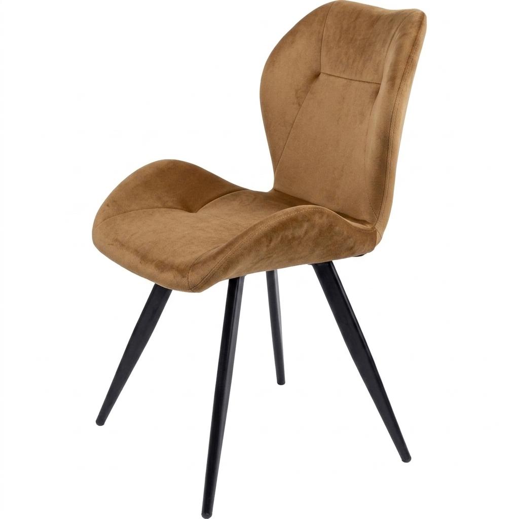 Modern Velvet Dining Chair, Steel Legs - SUNIL BROWN