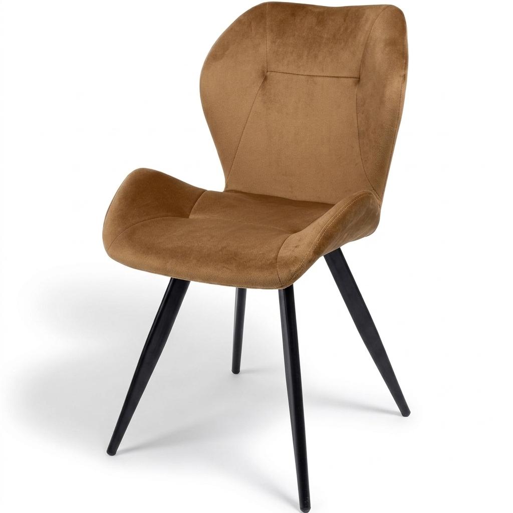 Modern Velvet Dining Chair, Steel Legs - SUNIL BROWN