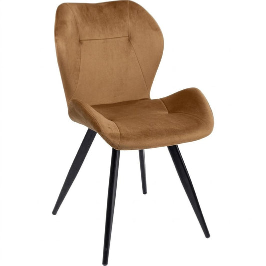 Modern Velvet Dining Chair, Steel Legs - SUNIL BROWN