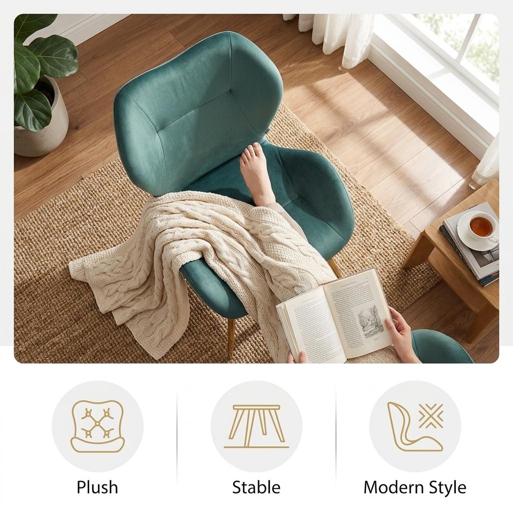 Modern Velvet Dining Chair, Metal Frame - SUNIL GREEN