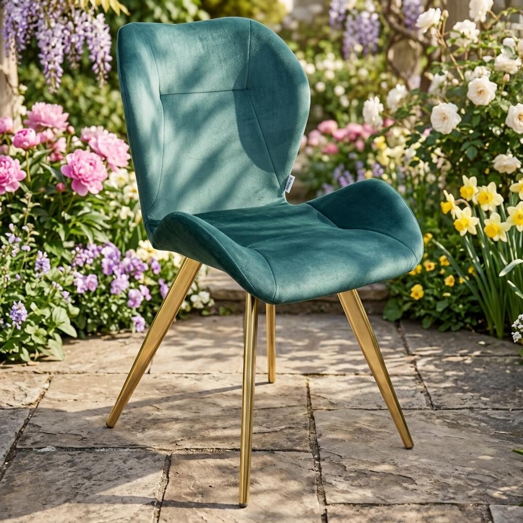 Modern Velvet Dining Chair, Metal Frame - SUNIL GREEN