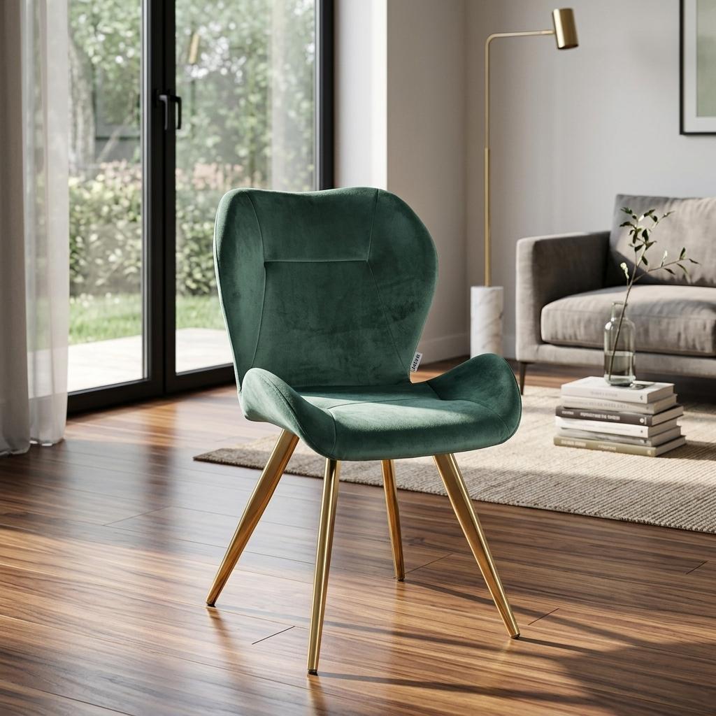 Modern Velvet Dining Chair, Golden Legs - SUNIL GREEN 2PCS