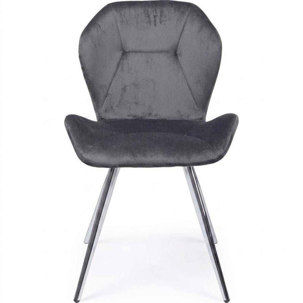 Modern Grey Velvet, Golden Chrome Legs - SUNIL GREY 2PCS