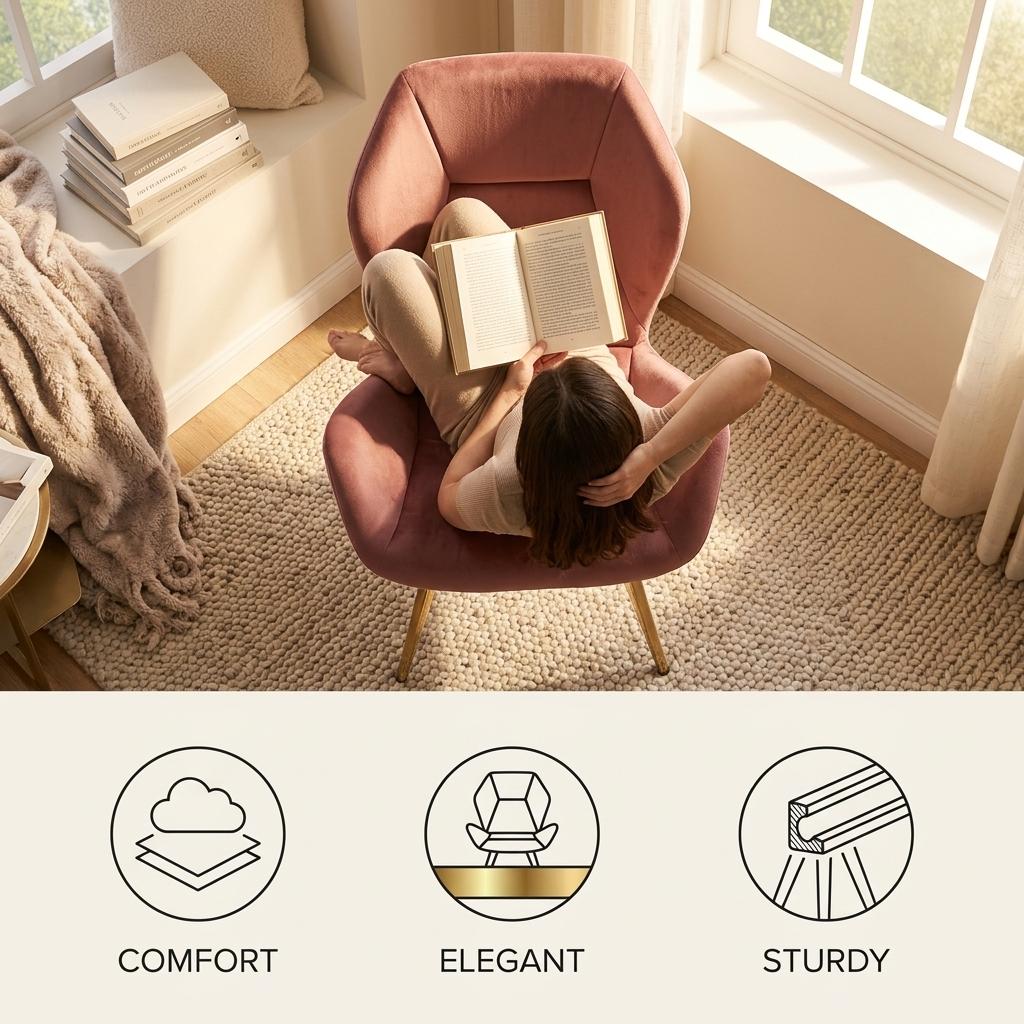 Modern Velvet Dining Chair, Rose PU Upholstery - SUNIL ROSE