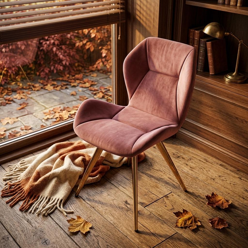 Modern Velvet Dining Chair, Rose PU Upholstery - SUNIL ROSE