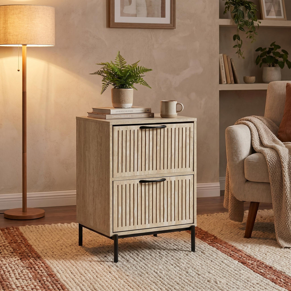 Decasualise Modern Minimalist Nightstand, MDF & Metal Frame - TAAL