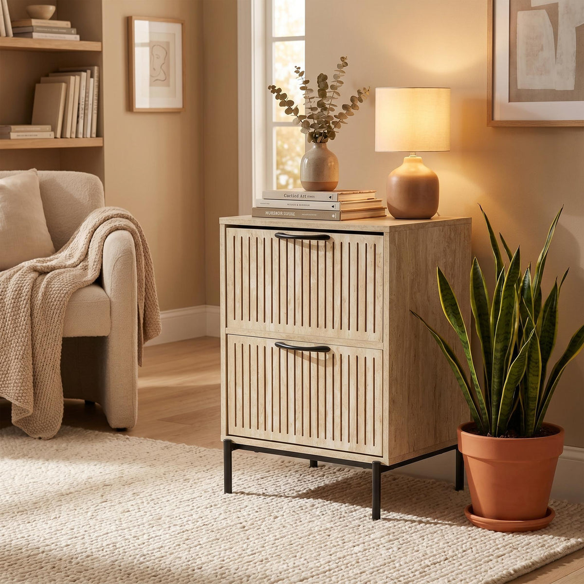 Decasualise Modern Minimalist Nightstand, MDF & Metal Frame - TAAL