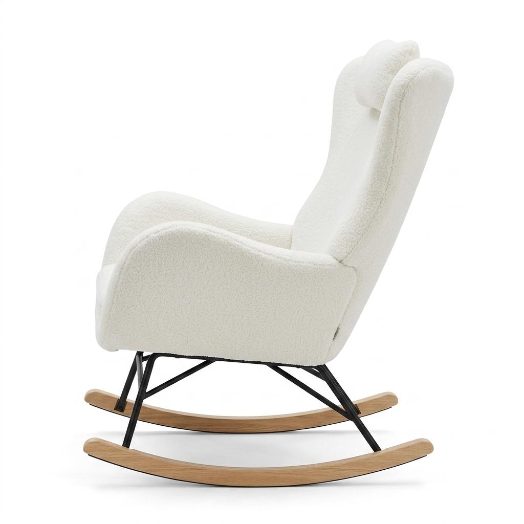 Modern Leisure Rocker, White Teddy Upholstery - TANTIE