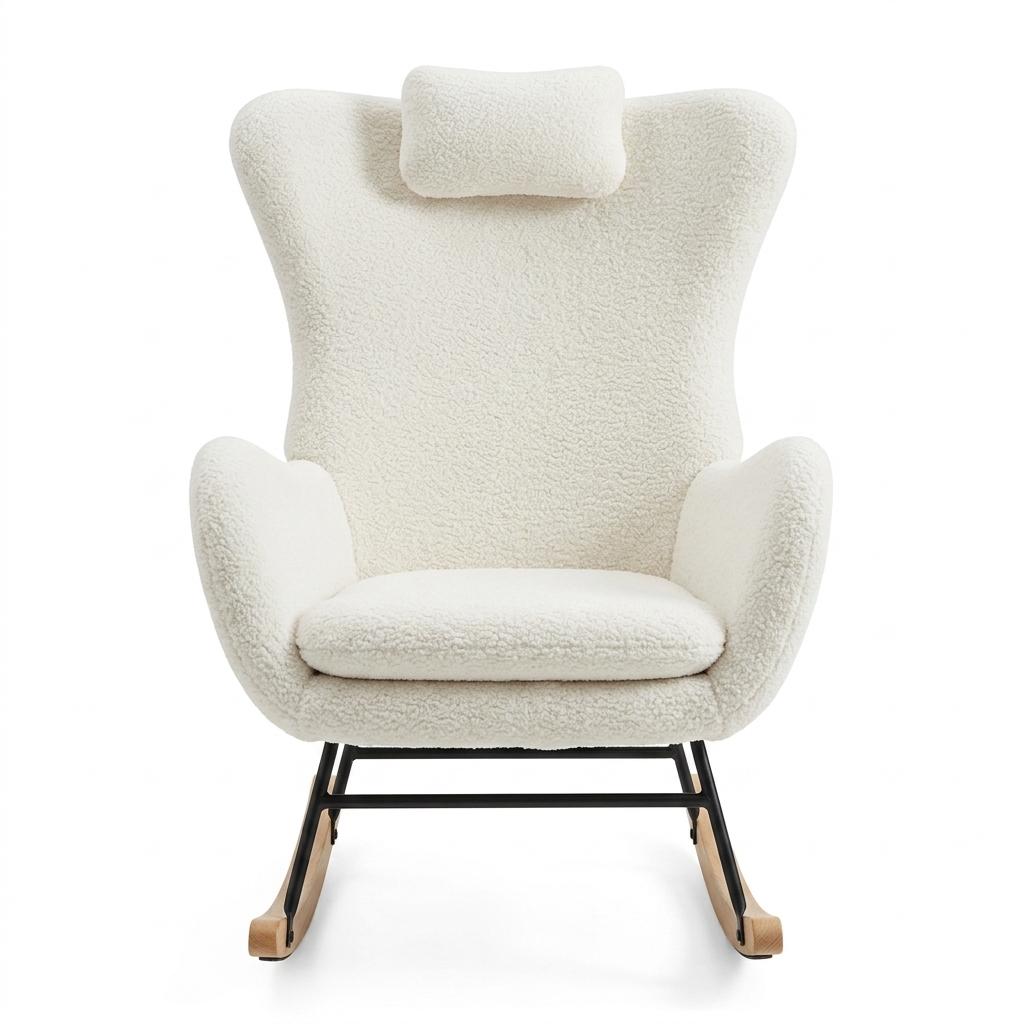Modern Leisure Rocker, White Teddy Upholstery - TANTIE
