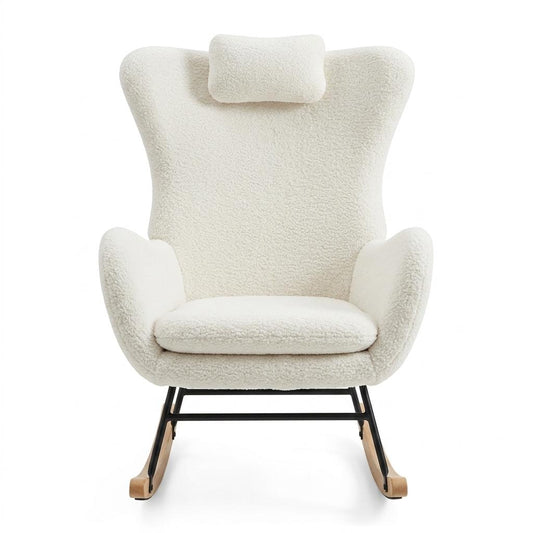 Modern Leisure Rocker, White Teddy Upholstery - TANTIE