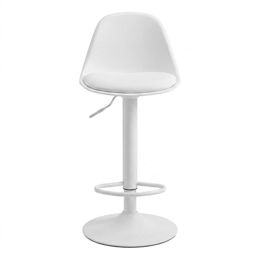 Modern Adjustable PU Bar Stool - TEBAR WHITE