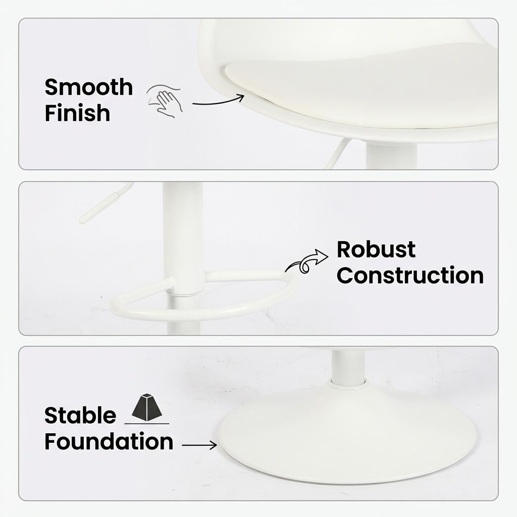 Modern Adjustable PU Bar Stool - TEBAR WHITE