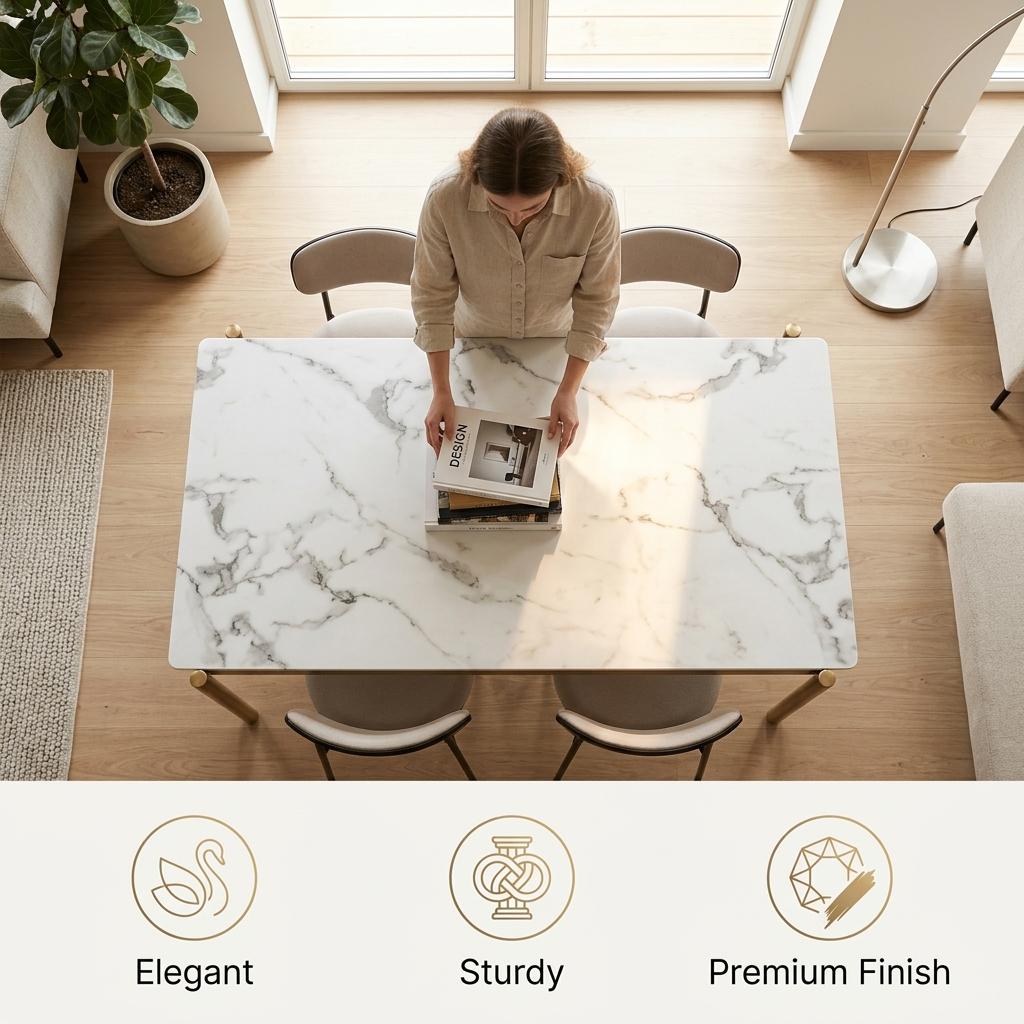 Modern Gold Dining Table, Glass Top – THEA GOLD