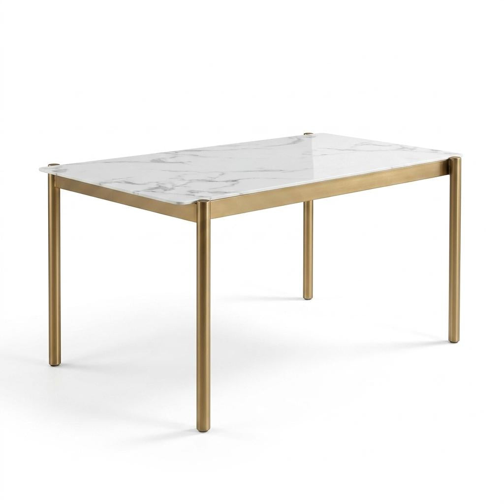 Modern Gold Dining Table, Glass Top – THEA GOLD
