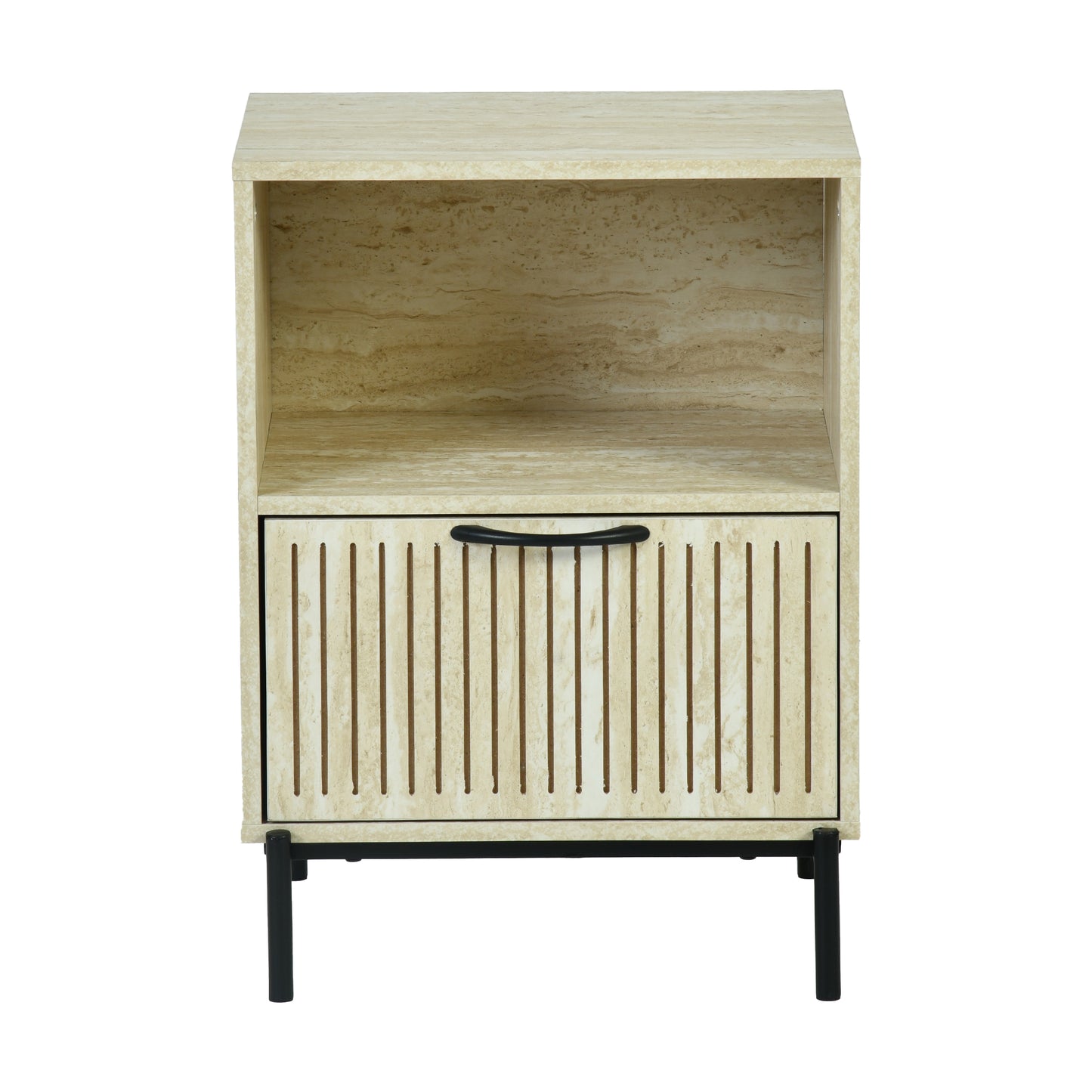 Naysay Modern Minimalist Nightstand, MDF & Metal Frame - THESTAIN