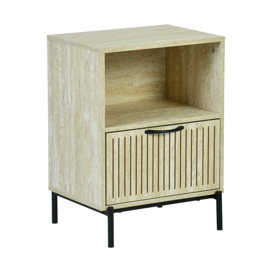 Naysay Modern Minimalist Nightstand, MDF & Metal Frame - THESTAIN