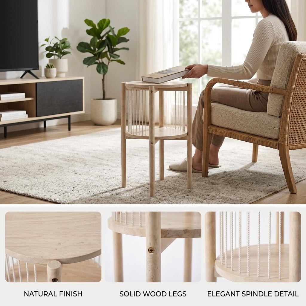 Modern Accent End Table, Space-Saving Design - THRONKRAIR
