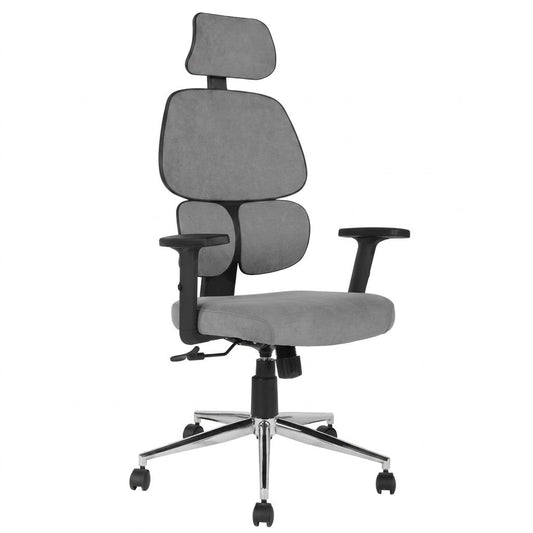 Modern Ergonomic Office Chair, Adjustable Grey Fabric - TIKITERE GRIS