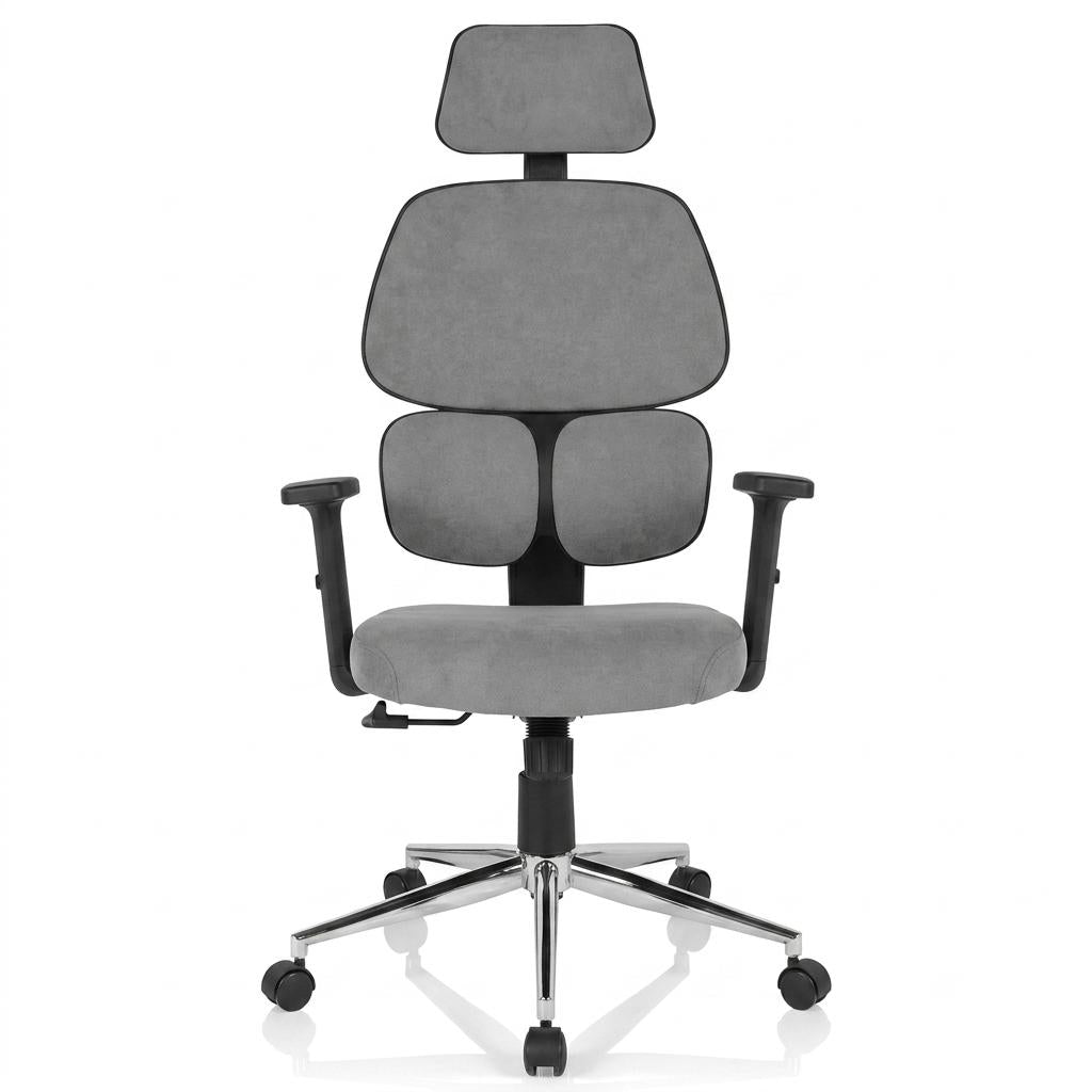 Modern Ergonomic Office Chair, Adjustable Grey Fabric - TIKITERE GRIS
