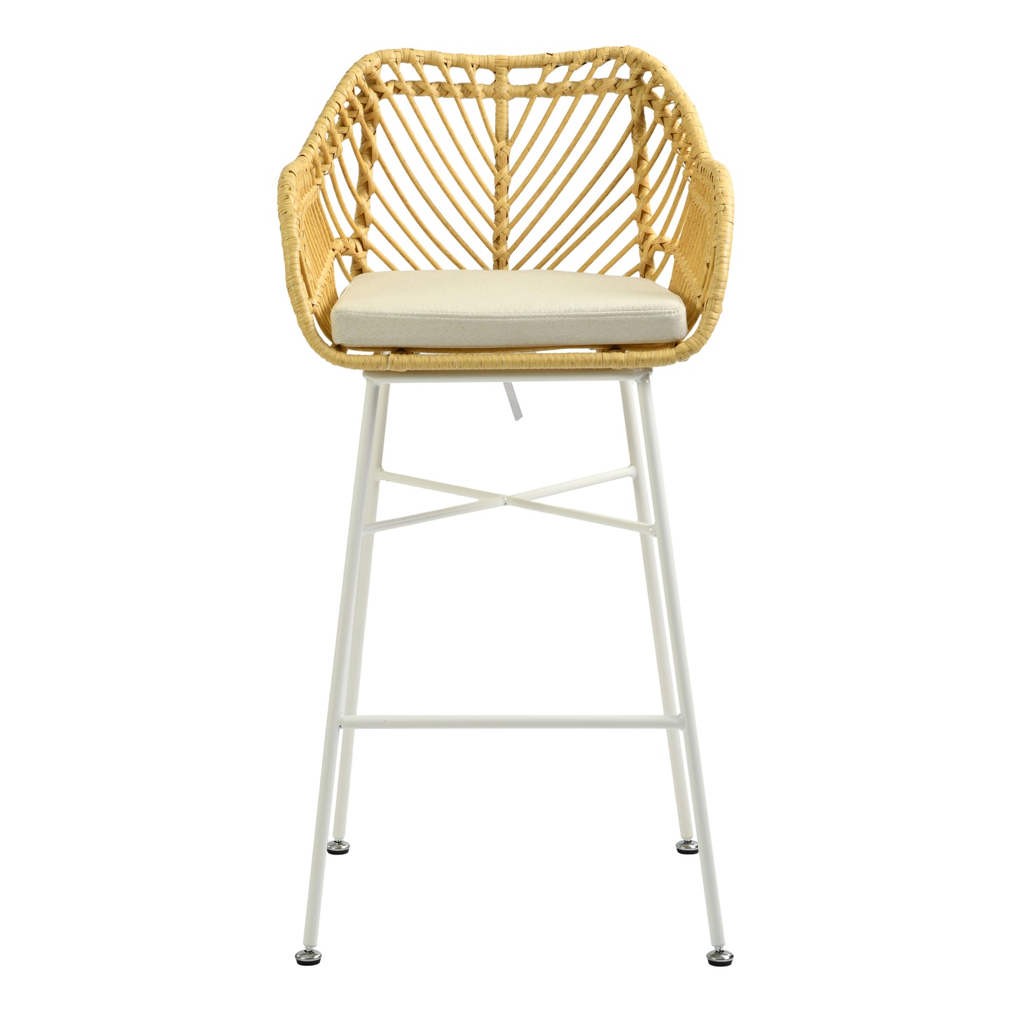 Modern Rattan Barstool, Ivory Metal Legs – TIVEN