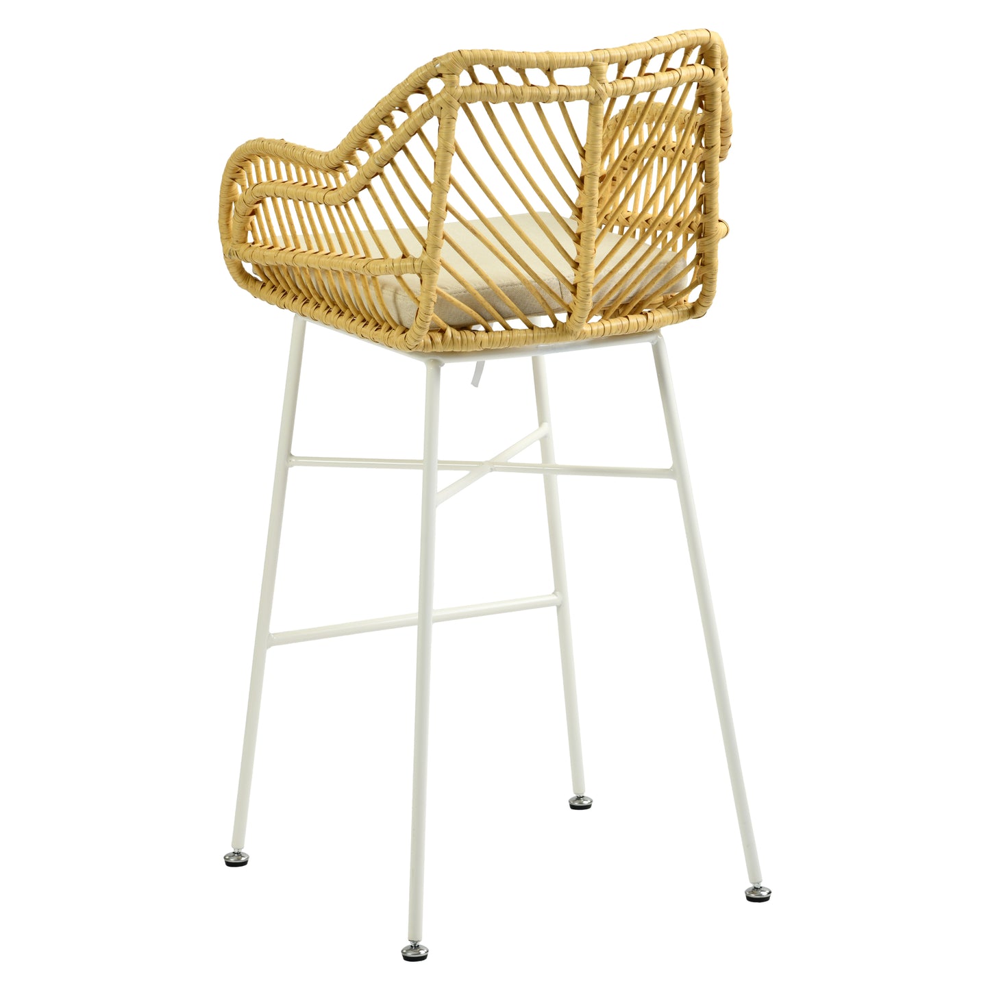 Modern Rattan Barstool, Ivory Metal Legs – TIVEN
