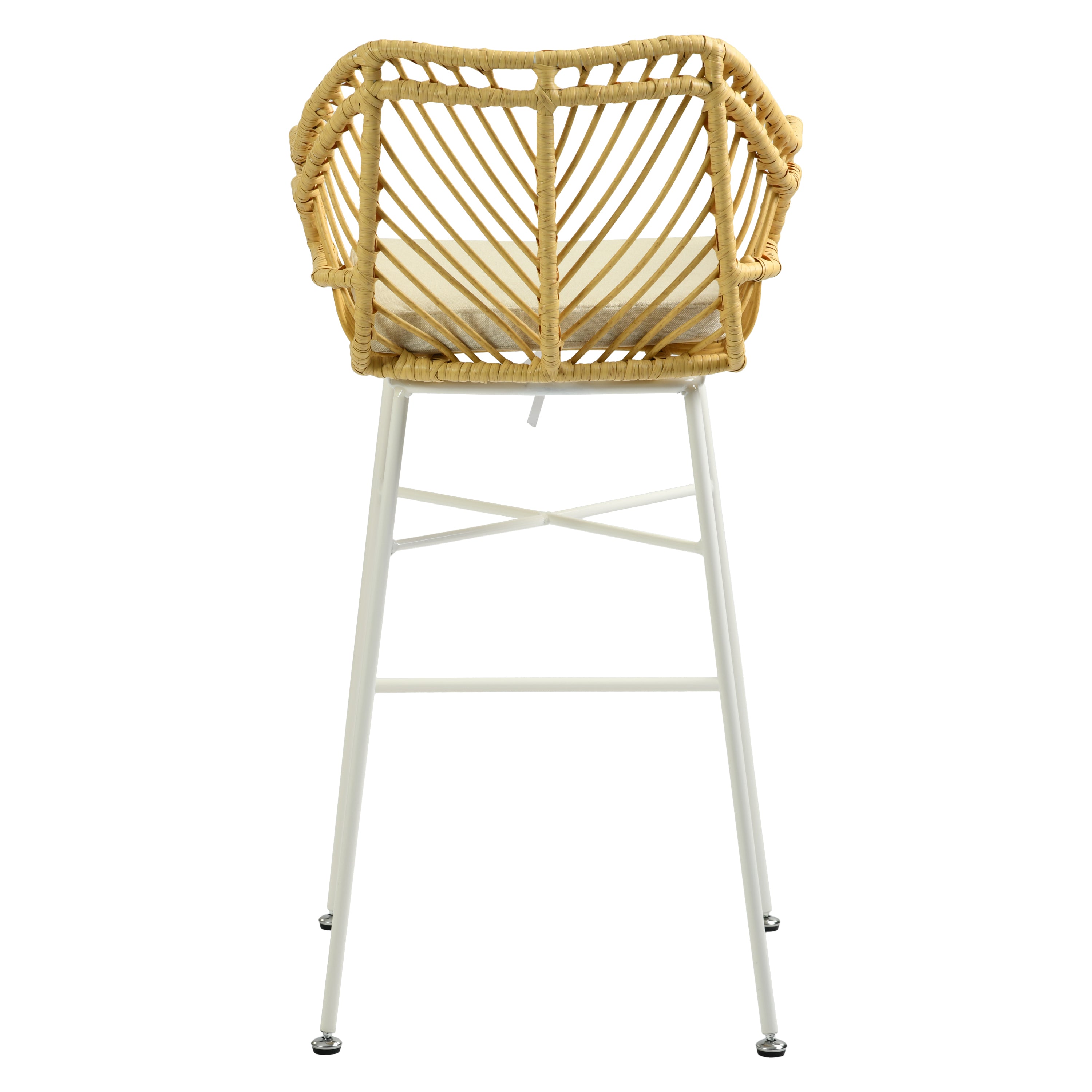 Modern Rattan Barstool, Ivory Metal Legs – TIVEN