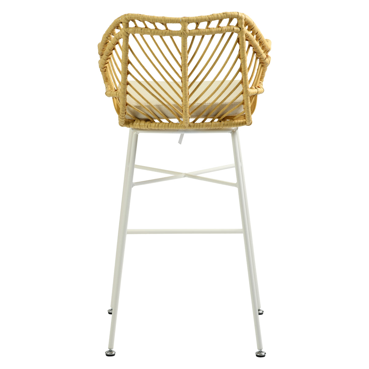 Modern Rattan Barstool, Ivory Metal Legs – TIVEN