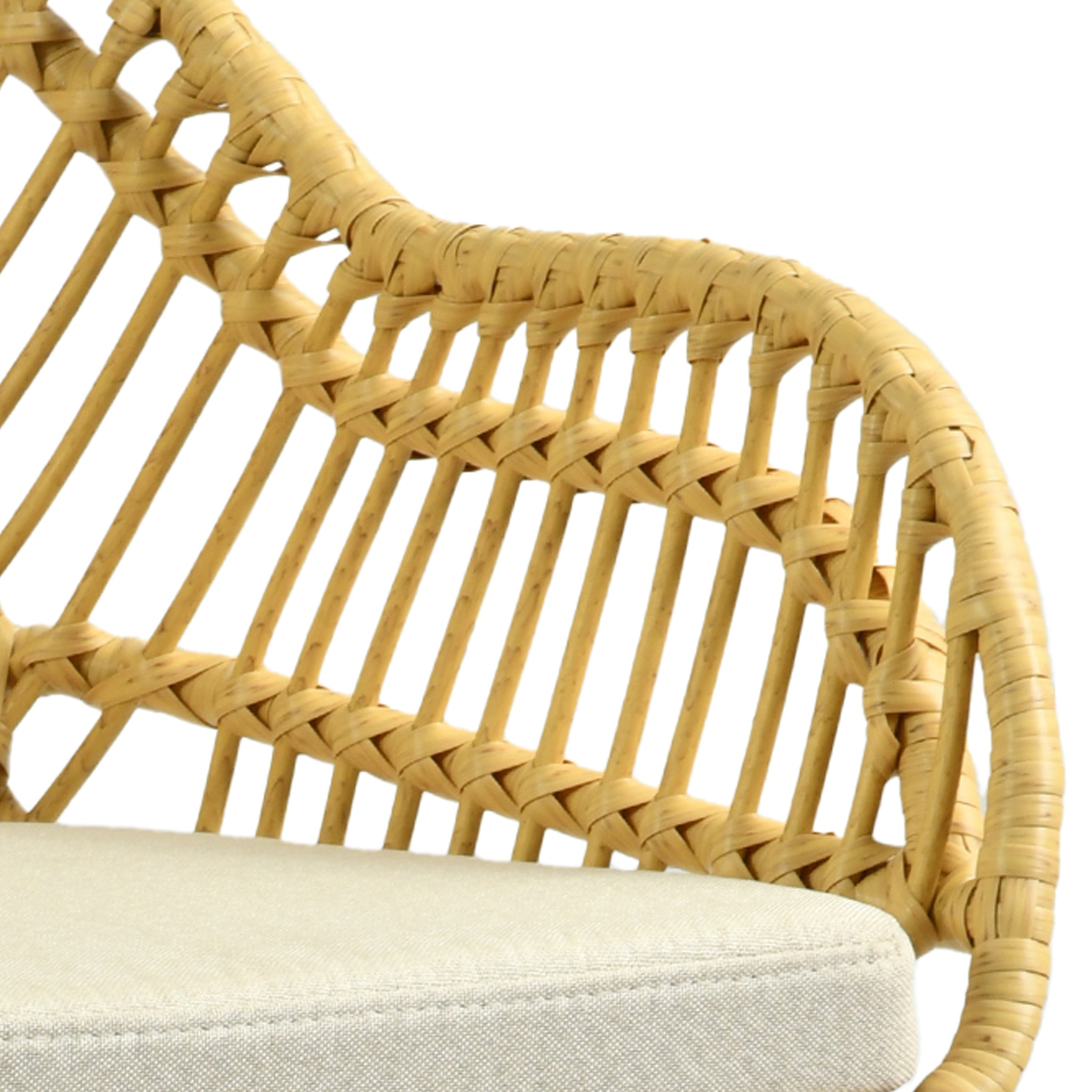 Modern Rattan Barstool, Ivory Metal Legs – TIVEN