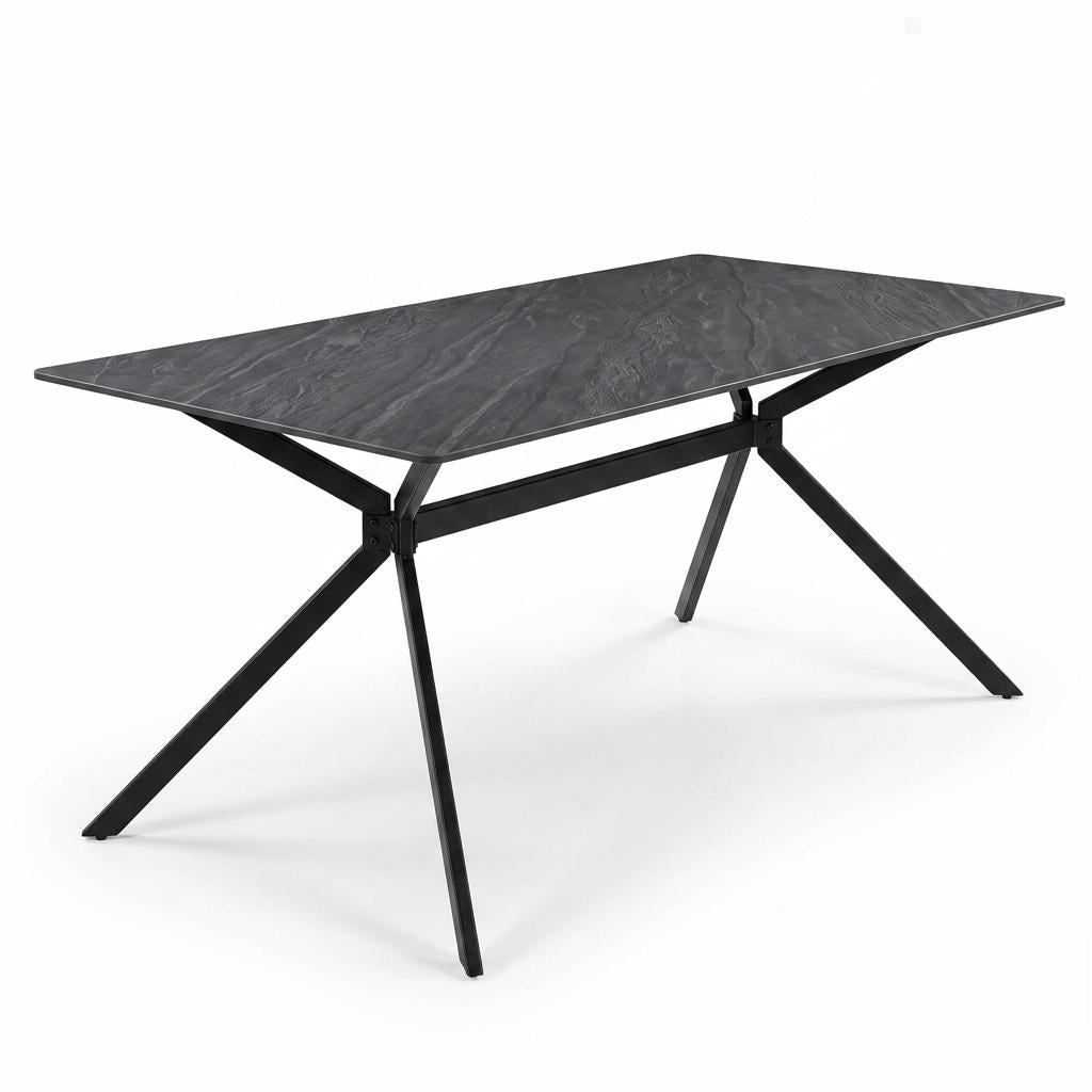 Modern Minimalist Dining Table, Sintered Stone Top - Tomichi 140 Grey
