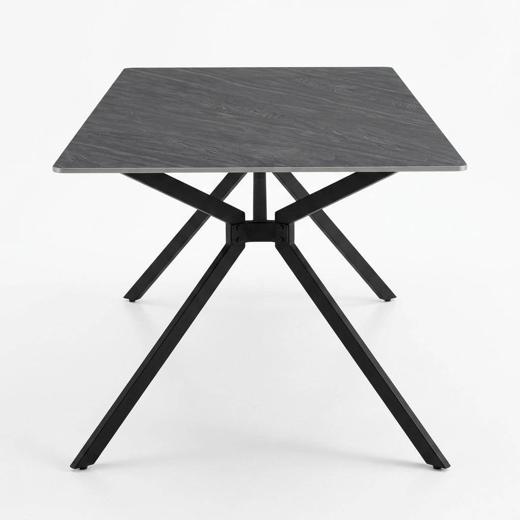 Modern Minimalist Dining Table, Sintered Stone Top - Tomichi 140 Grey