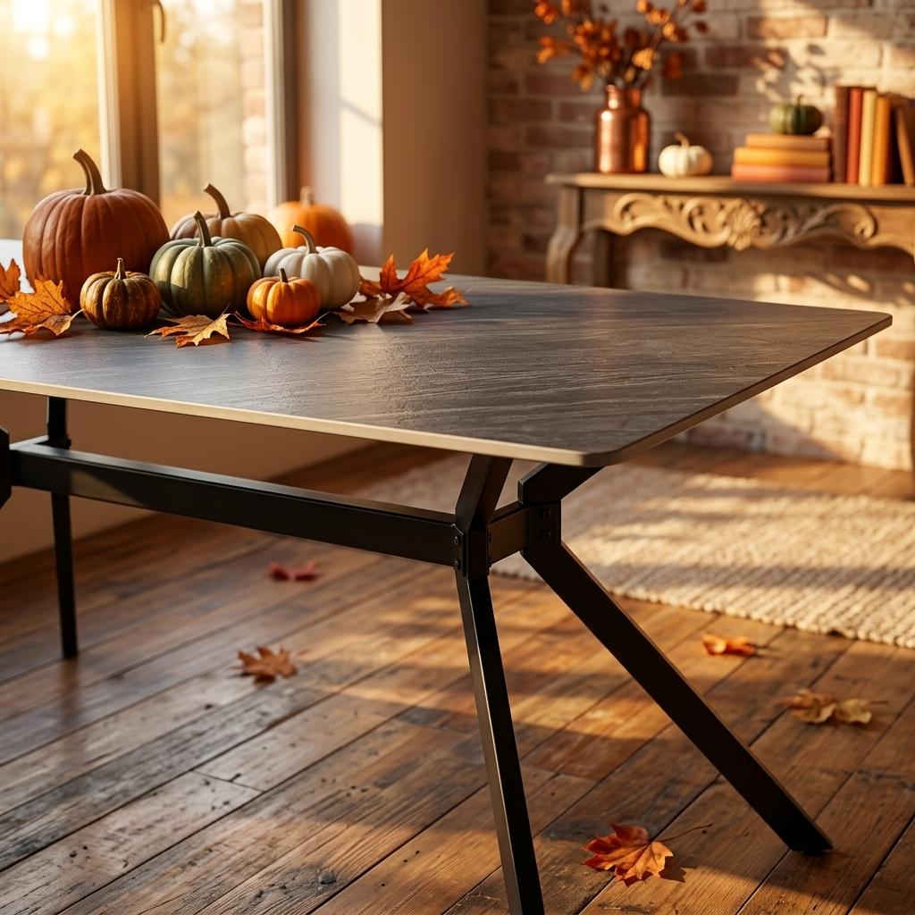 Modern Minimalist Dining Table, Sintered Stone Top - Tomichi 140 Grey