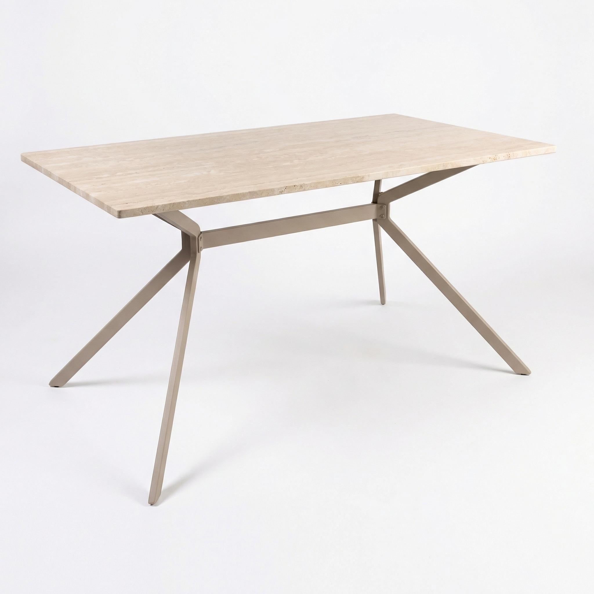 Modern Yellow Travertine Effect Finish Dining Table - TOMIC 140 TRAVERTINE