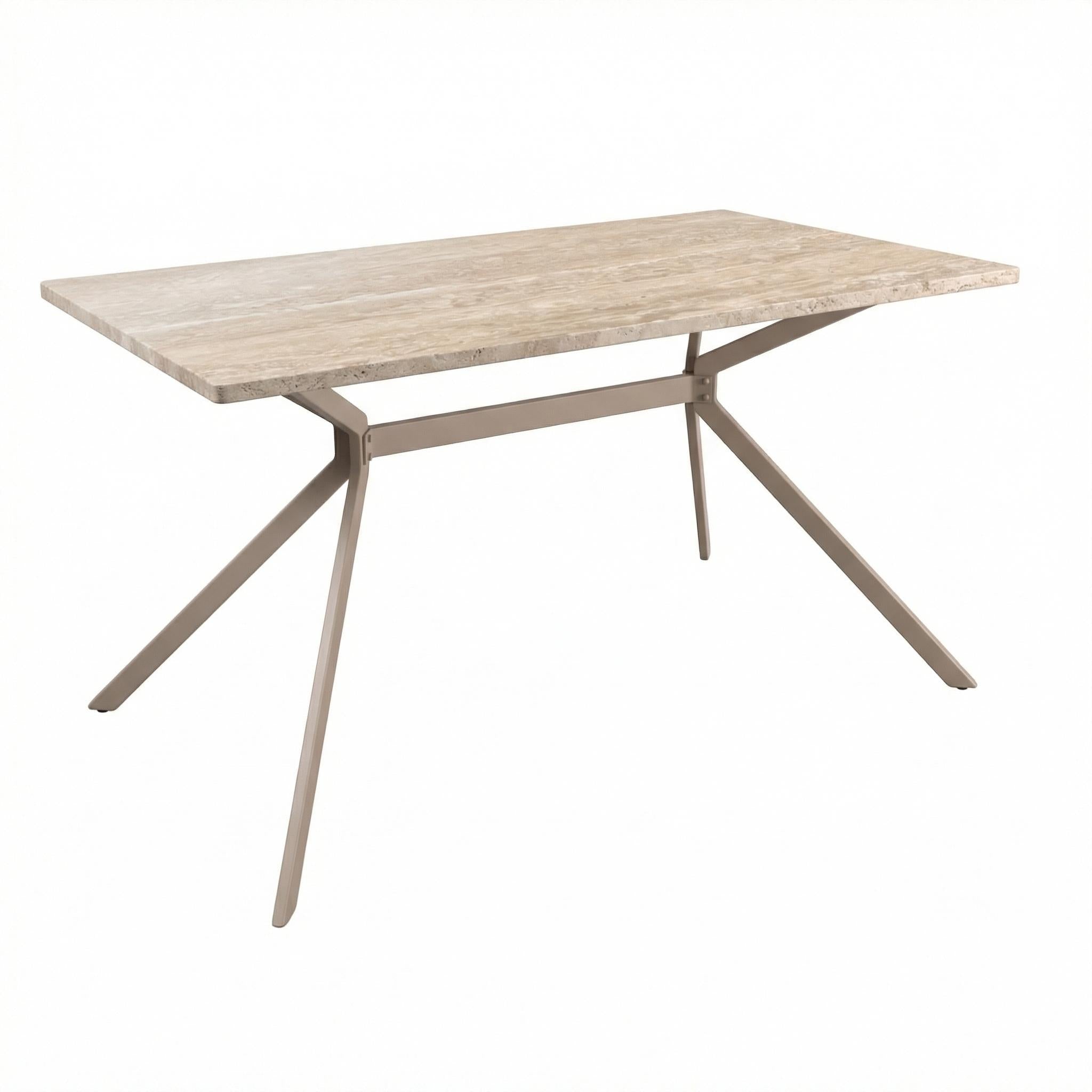 Modern Yellow Travertine Effect Finish Dining Table - TOMIC 140 TRAVERTINE