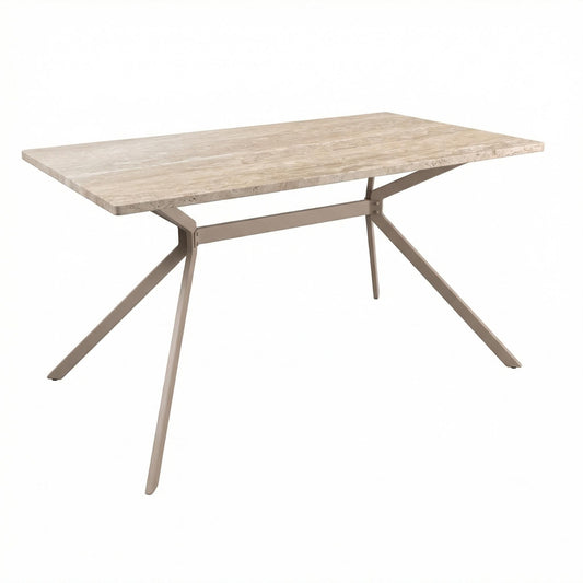 Modern Yellow Travertine Effect Finish Dining Table - TOMIC 140 TRAVERTINE