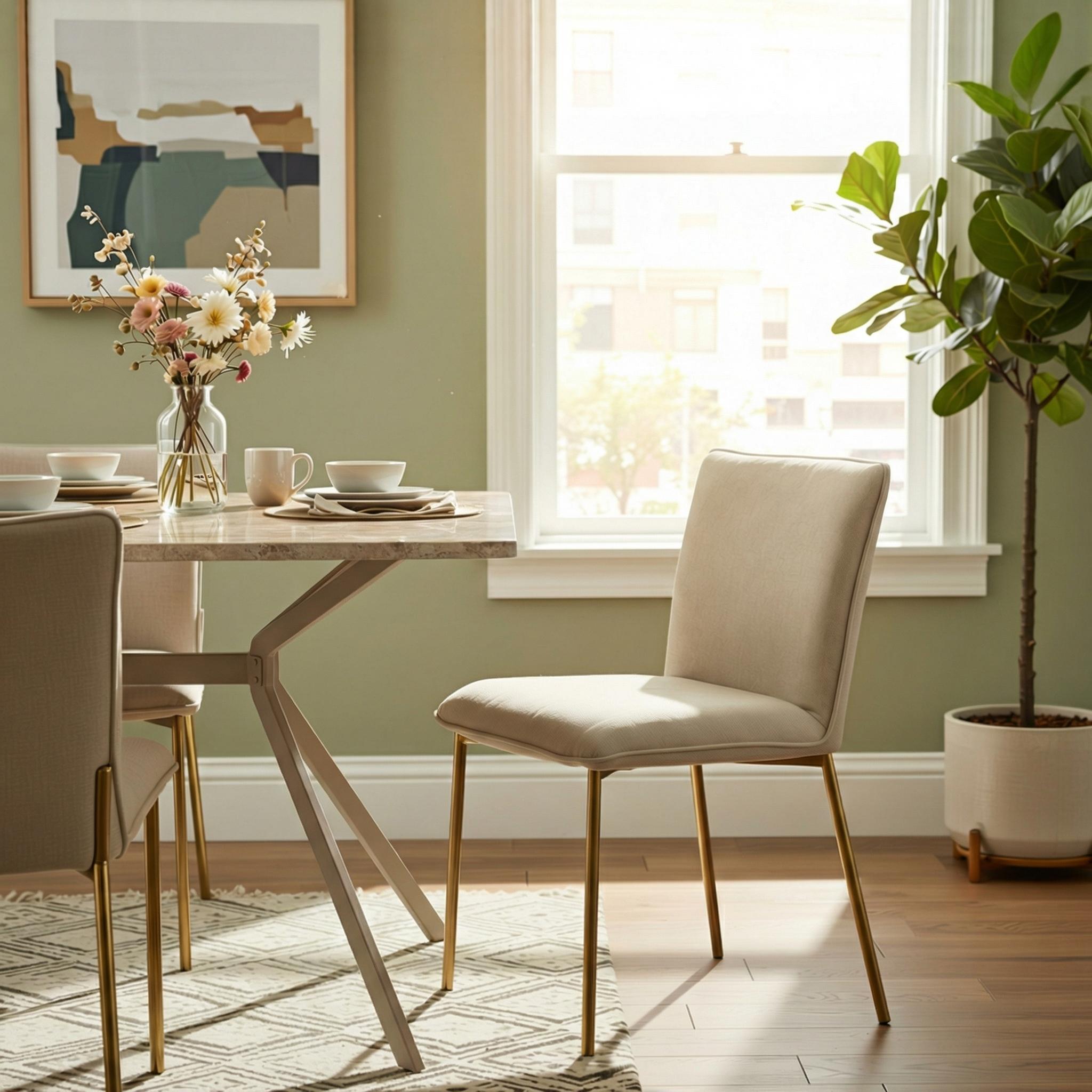 Modern Yellow Travertine Effect Finish Dining Table - TOMIC 140 TRAVERTINE