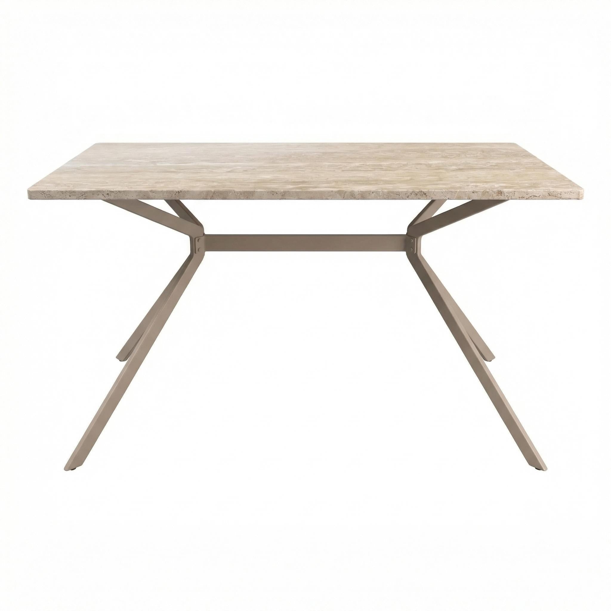 Modern Yellow Travertine Effect Finish Dining Table - TOMIC 140 TRAVERTINE