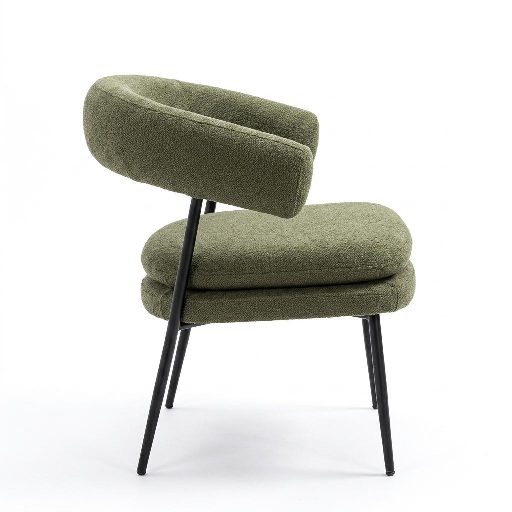Modern Chenille Armrest, Metal Frame - TONE CHAIR GREEN