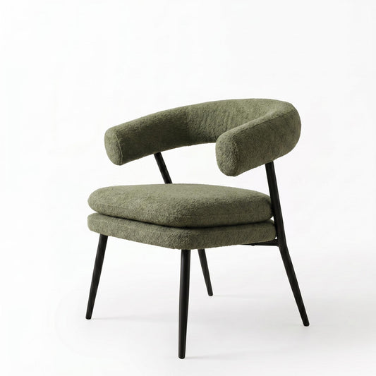Modern Chenille Armrest, Metal Frame - TONE CHAIR GREEN