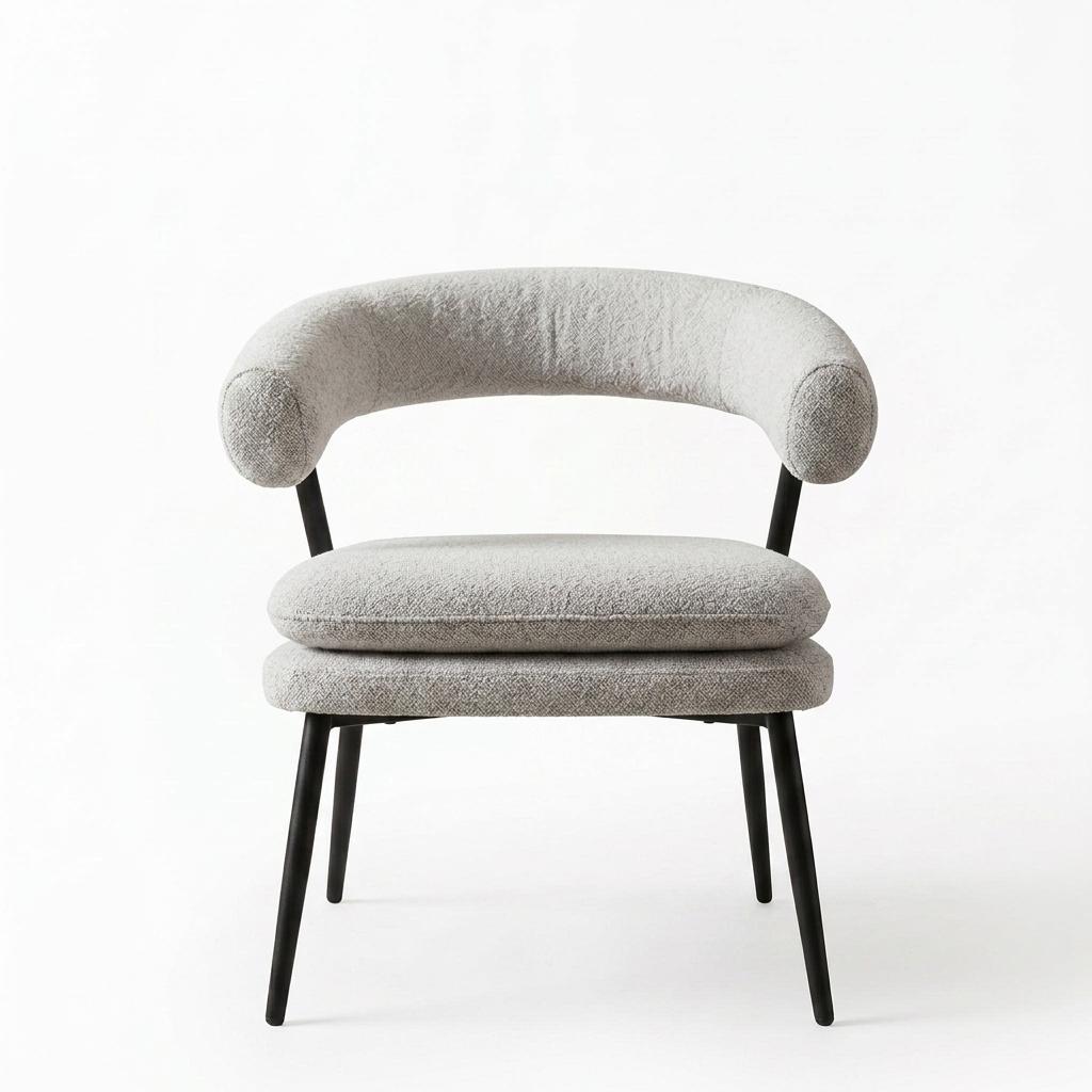 Modern Grey Chenille Armchair, Metal Frame - TONE PAIR CHAIR GREY