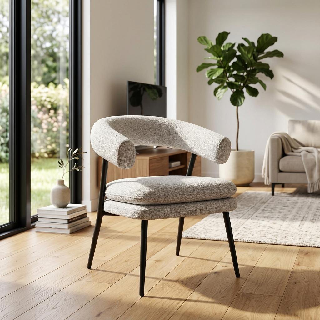 Modern Grey Chenille Armchair - TONE CHAIR GREY