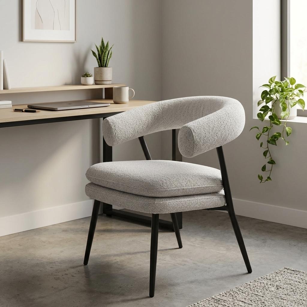 Modern Grey Chenille Armchair - TONE CHAIR GREY