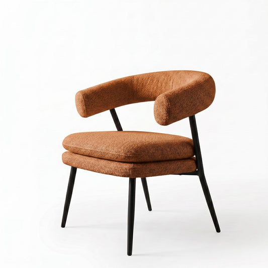 Modern Chenille Accent, Metal Frame - TONE CHAIR ORANGE